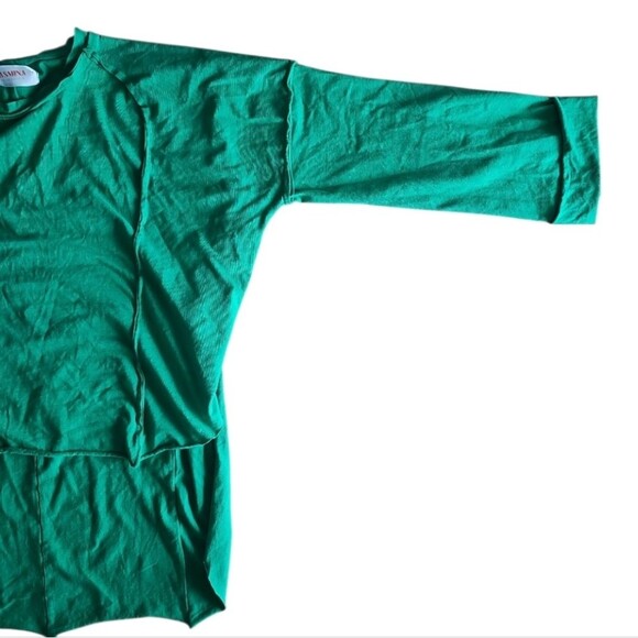 Green Layered High‑Low Raw‑Hem Tee Pullover Oversized Top Lagenlook Artsy Sz 1x - Picture 6 of 16